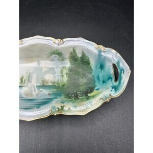 ANTIQUE RS PRUSSIA SWAN LAKE 9.5" TRAY OBLONG OVAL BOWL DISH